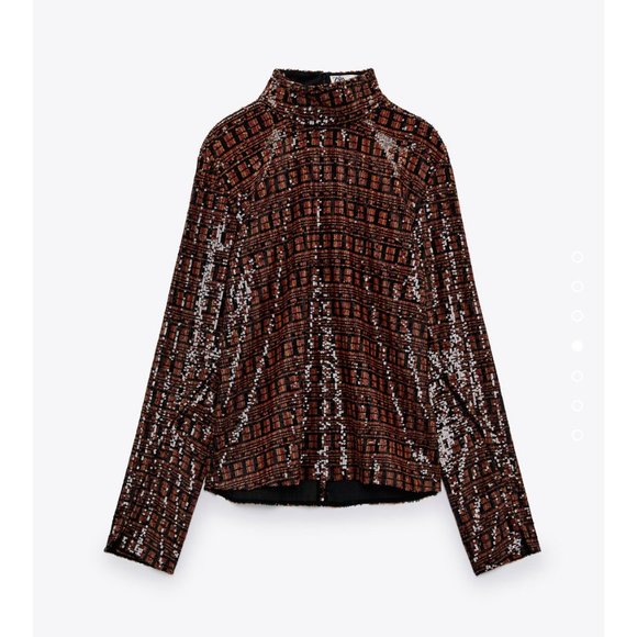 ZARA SEQUIN TOP & PANT SET - Size XS & S . Color - Red, Orange, Brown - Picture 8 of 16